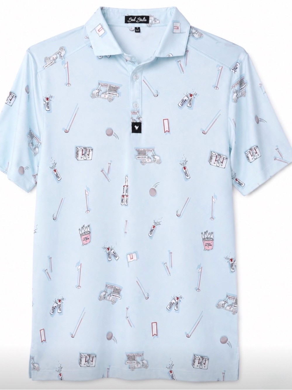 Bad Birdie Light Blue Golf Motif Polo